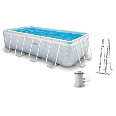 Intex 26780NP Bazen Chevron Prism Frame, 400 x 200 x 100 cm, s filtrno črpalko in lestvijo