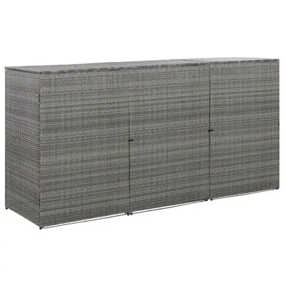 vidaXL Trojna lopa za smetnjak antracitna 229x78x120 cm poli ratan