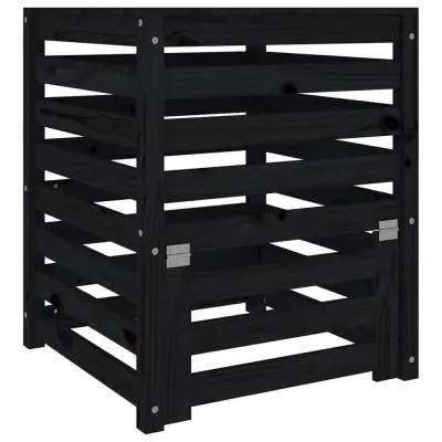 vidaXL Kompostnik črn 63,5x63,5x77,5 cm trdna borovina