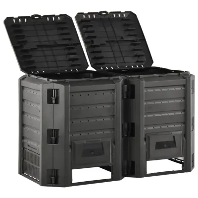vidaXL Vrtni kompostnik črn 800 L