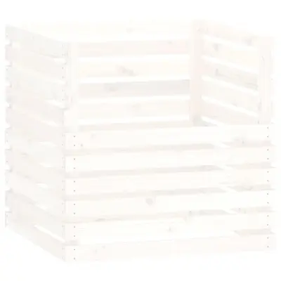vidaXL Kompostnik bel 80x80x78 cm trdna borovina