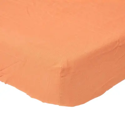 Homescapes Ocvrte Oranžne Lanene Ovite Rjuhe s 30 cm Globino, 140x190 cm