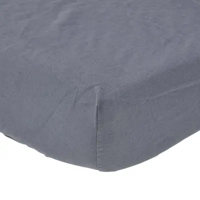 Homescapes Dark Grey Linen Fitted Sheet, 120x190 cm