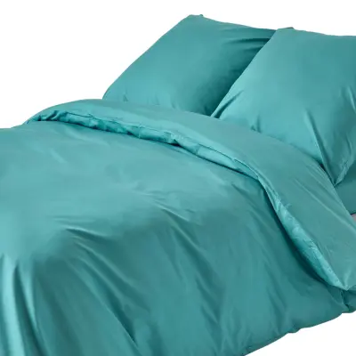 Homescapes Komplet Prevlek za Odejo iz Egipčanskega Bombaža v Modrozelena Barvi s Kompletom 200 Niti, 155x200 cm