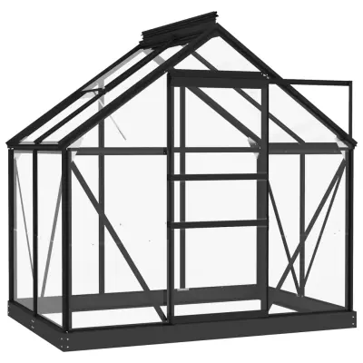 vidaXL Steklen rastlinjak antraciten 155x103x191 cm aluminij