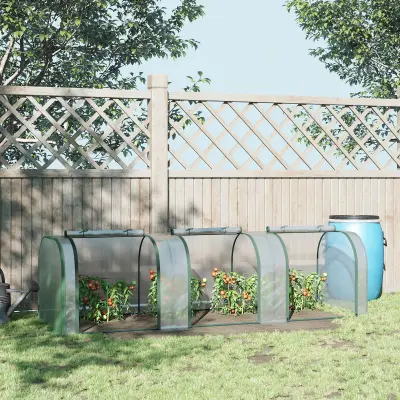 Outsunny prozoren rastlinjak iz PVC in jekla za rastline in rože s krilnimi vrati, 295x100x80cm