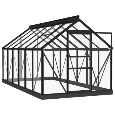 vidaXL Steklen rastlinjak antraciten 155x298x191 cm aluminij
