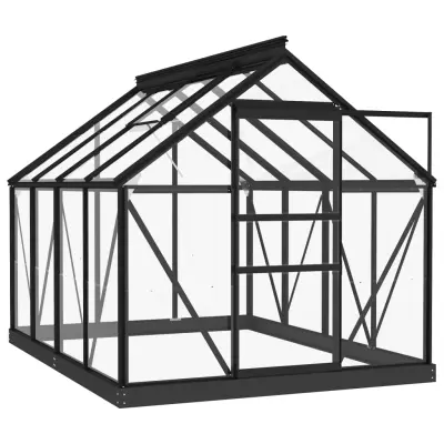vidaXL Steklen rastlinjak antraciten 155x200,5x191 cm aluminij