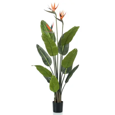 vidaXL Umetna rastlina strelicija v loncu s cvetovi 120 cm