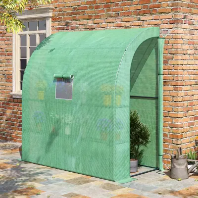 Outsunny Stenski rastlinjak za rastline in rože, vrtni rastlinjak z dvema policama, jeklo in PE, 200x100x215cm