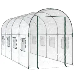 vidaXL Rastlinjak prozoren 160x400x190 cm PVC in prašno lakirano jeklo