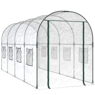 vidaXL Rastlinjak prozoren 160x400x190 cm PVC in prašno lakirano jeklo