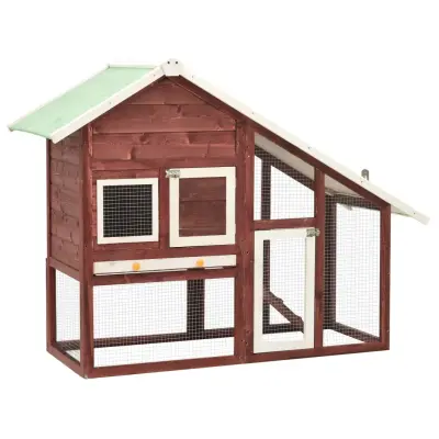 vidaXL Zajčnik mocha in bel 140x63x120 cm trden les jelke