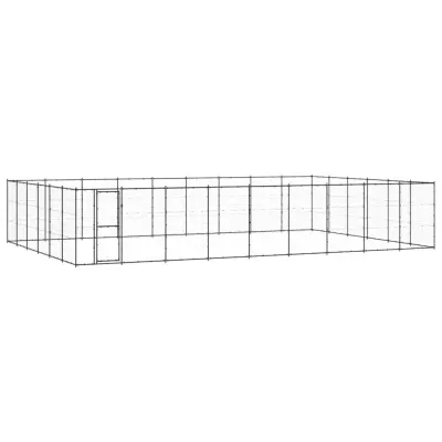 vidaXL Zunanji pasji boks jeklo 65,34 m²