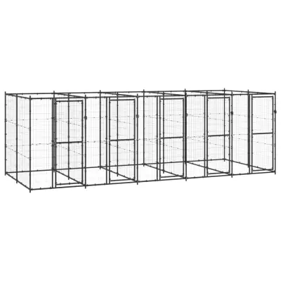 vidaXL Zunanji pasji boks jeklo 12,1 m²