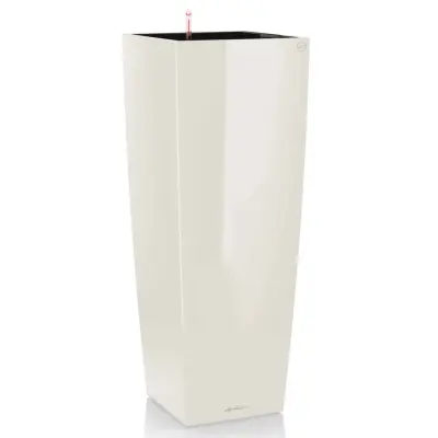 LECHUZA Cvetlično korito Cubico Alto 40 ALL-IN-ONE visok sijaj belo