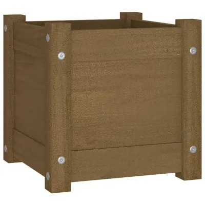 vidaXL Vrtno cvetlično korito medeno rjavo 31x31x31 cm trdna borovina