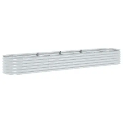 vidaXL Visoka greda 400x80x44 cm pocinkano jeklo srebrna