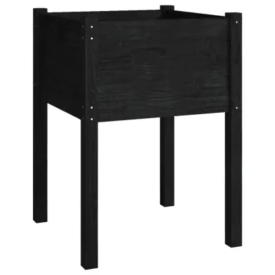 vidaXL Vrtno cvetlično korito črno 50x50x70 cm trdna borovina