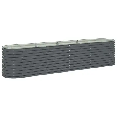 vidaXL Visoka greda 400x80x81 cm pocinkano jeklo siva