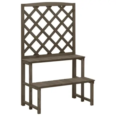 vidaXL Stojalo za rastline z oporno mrežo sivo 70x42x115 cm les jelke