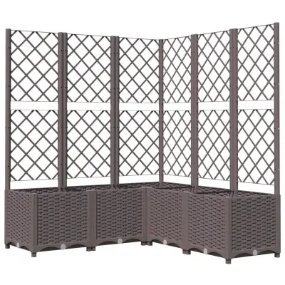 vidaXL Cvetlično korito z oporno mrežo rjavo 120x120x136 cm PP