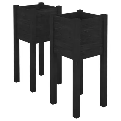 vidaXL Vrtno cvetlično korito 2 kosa črno 31x31x70 cm trdna borovina