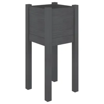 vidaXL Vrtno cvetlično korito sivo 31x31x70 cm trdna borovina