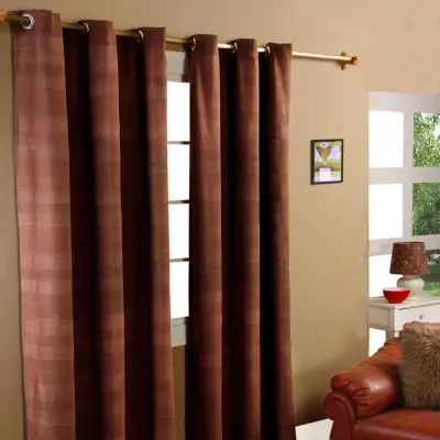 Homescapes Bombažne zavese Rajput Ribbed Chocolate Brown, par, 137x137 cm, padec