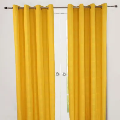 Homescapes Bombažne zavese Rajput Ribbed Yellow, par, 165x229 cm