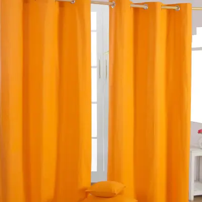 Homescapes Navadne oranžne bombažne zavese Eyelet 137x228 cm
