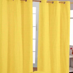 Homescapes Rumene bombažne zavese Gingham Eyelet 137x228 cm