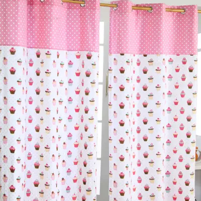 Homescapes Cupcakes Ready Made Eyelet zavese par, 137x182 cm kapljica