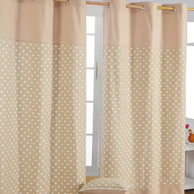 Homescapes Bombažne zavese Stars Beige Ready Made Eyelet Par zaves, 137x182 cm Kapljica