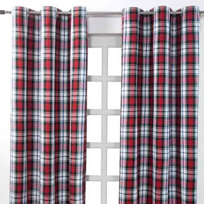 Homescapes Macduff Tartan Check Ready Made Eyelet zavese, par, 137x182 cm, padec