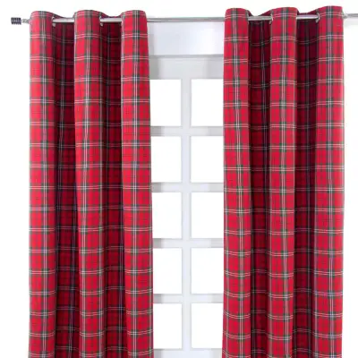 Homescapes Edward Tartan Check Ready Made Eyelet zavese, par, 117x137 cm
