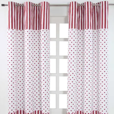 Homescapes Red Love Hearts Ready Made Eyelet Curtain Par, 137x228 cm Drop