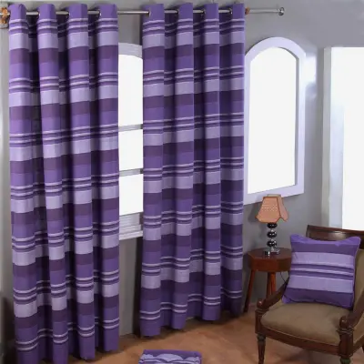 Homescapes Bombažne črtaste zavese Morocco Striped Mauve Par, 165x183 cm Kapljica