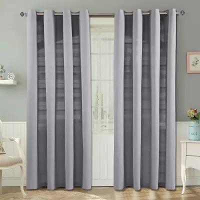 Homescapes Bombažne zavese Rajput Ribbed Silver Grey - par, 167x182 cm