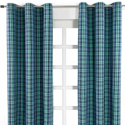 Homescapes Black Watch Tartan Ready Made Eyelet zavese par, 137x228 cm kapljica