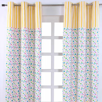 Homescapes Multi Polka Dots Ready Made Eyelet zavese, par, 137x182 cm, padec
