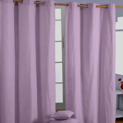 Homescapes Cotton Plain Mauve Ready Made Eyelet Curtain Par, 117x137 cm