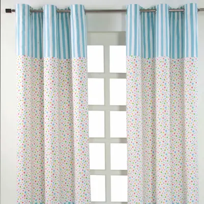 Homescapes Bombažne zavese Multi Stars Ready Made Eyelet Par, 137x228 cm Kapljica