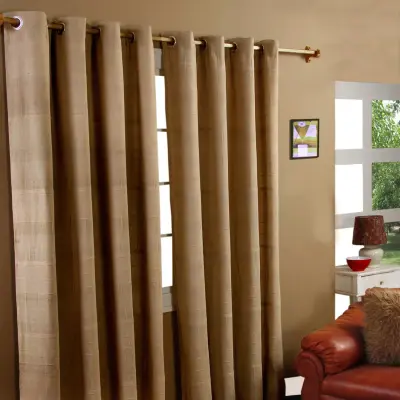 Homescapes Bombažne zavese Rajput Ribed Beige Par, 137x137 cm
