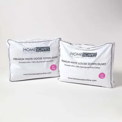 Homescapes Premium White Goose Down 15 Tog All Seasons Duvet, 135x200 cm