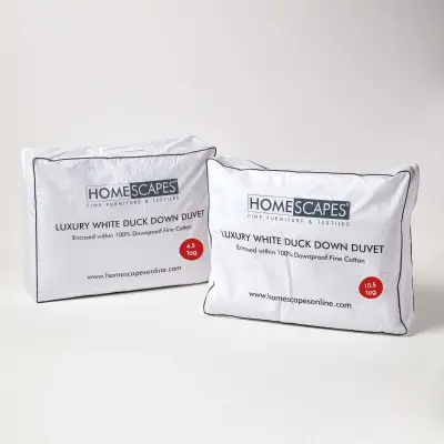 Homescapes Luxury White Duck Down 15 Tog All Seasons Duvet, 260x220 cm
