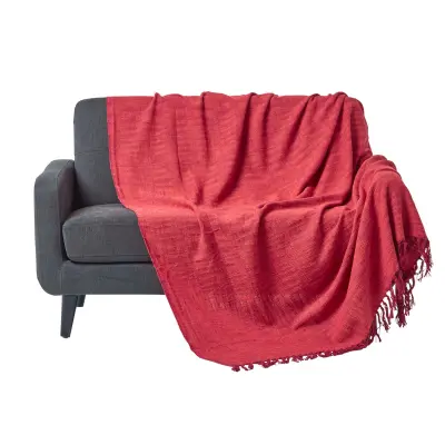 Homescapes Nirvana Slub Cotton Orange Blanket, 150x200 cm