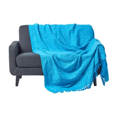 Bombažna odeja Homescapes Nirvana Slub Teal, 255x360 cm
