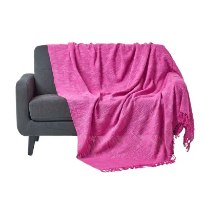 Bombažna odeja Homescapes Nirvana Slub Pink, 255x360 cm