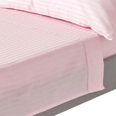 Homescapes Roza egiptovski bombaž Saten Stripe Flat Sheet 330 Thread Count, 178x255 cm